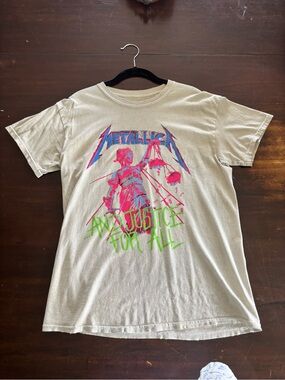 Metallica Unisex Beige Graphic Tee - '...And Justice For All'